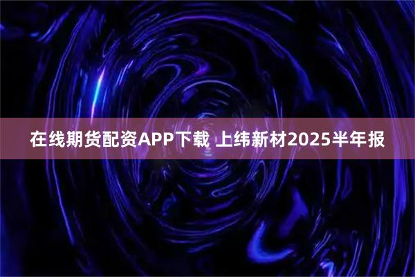 在线期货配资APP下载 上纬新材2025半年报